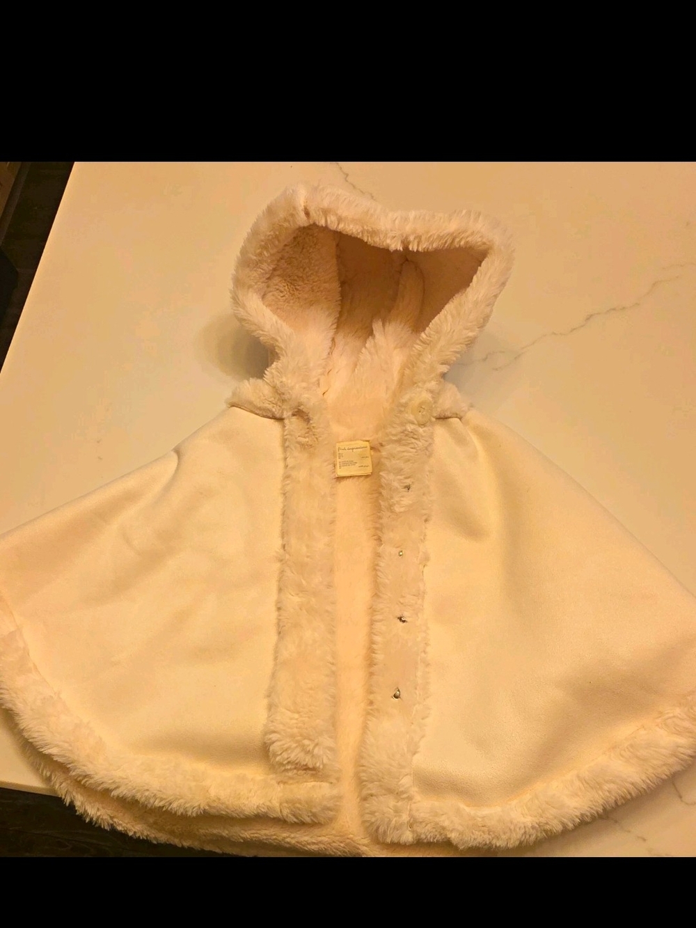 First Impressions Ivory Hooded Faux-Fur Cape for Kids